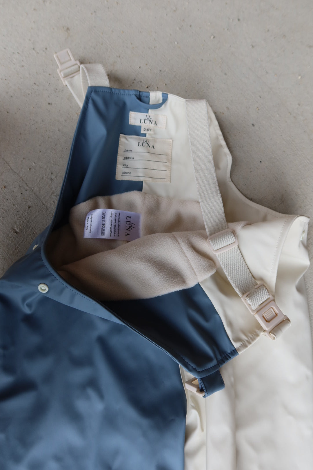 Fleece lined Rain overalls size 5-6